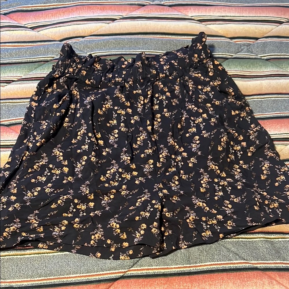 JACHS Girlfriend Black and Tan Floral Skirt